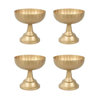 Breebe 4-pack Metal Compote Pedestal Bowl Flower Vases In Grecian Urn Style Gold - Refined Floral Wedding T