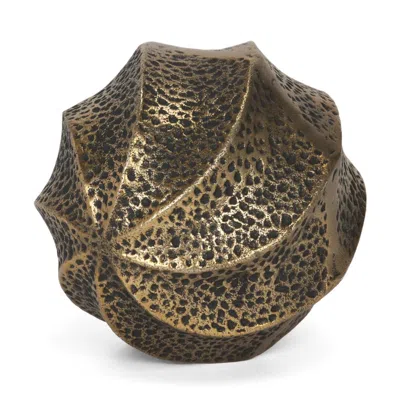Breebe 5" Antiqued Gold Metal Sphere Tabletop Sculpture In Brown