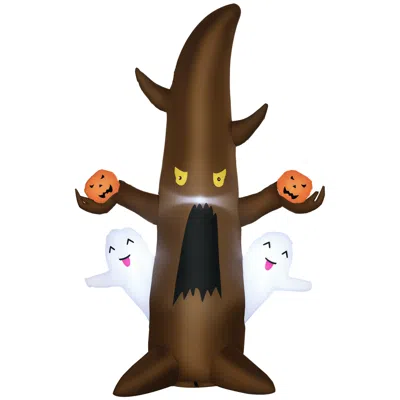 Breebe 5 Ft Halloween Ghost Tree Inflatable With Pumpkins Led Yard Decoration In Brown