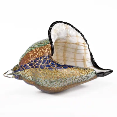 Breebe 5" Gold Blue Green White Murano Glass Figurine Tabletop Sculpture In Multi