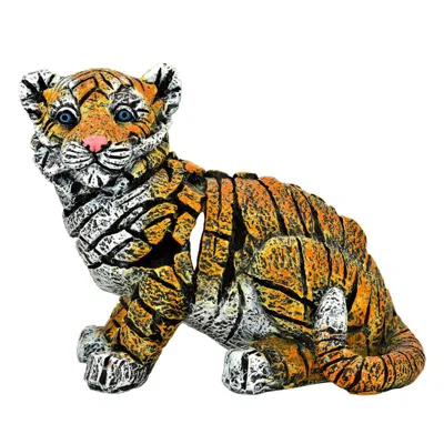 Breebe 5" Orange White And Black Resin Tiger Tabletop Sculpture In Brown