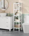 Breebe 5-tier Bamboo Bathroom Shelf In White