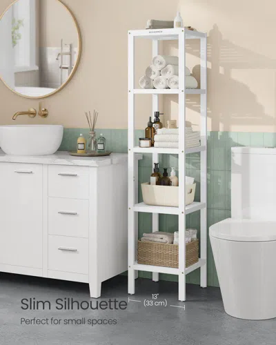Breebe 5-tier Bamboo Bathroom Shelf In White