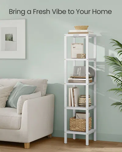 Breebe 5-tier Bamboo Storage Shelf In White
