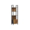 Breebe 5-tier Book Shelf With Drawer - Rustic Brown, Black In Brown