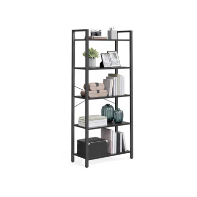 Breebe 5-tier Bookshelf With Steel Frame - Ebony Black+ink Black