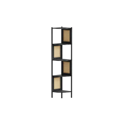 Breebe 5-tier Corner Shelf Stand With Polyrattan Sides Ebony Black