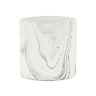 Breebe 5" White And Grey Marbleized Ceramic Indoor Outdoor Round Pot Planter