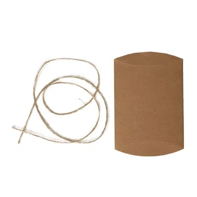 Breebe 50 Pack 4.5"x3.5" Natural Brown Paper Wedding Favor Pillow Boxes With Burlap Twine, Party Gift Boxes