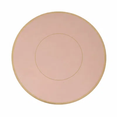 Breebe 50 Pack Round Disposable Table Placemats 13" Dusty Rose With Gold Rim - Cardboard Charger Plates For In Brown