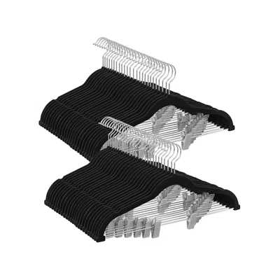 Breebe 50-pack Velvet Pants Hangers With Adjustable Clips Black