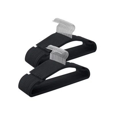 Breebe 50‑pack Velvet Non‑slip Hangers 17"w X 8.3"h In Black