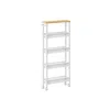 Breebe 5.1" Deep Slim Rolling Cart 5-tier Oak Beige And White