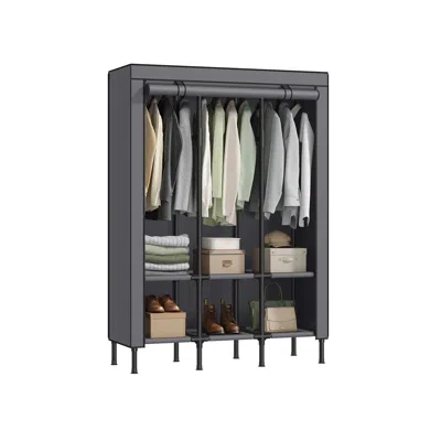 Breebe 51.2 Inch Wardrobe Closet With 3 Hanging Rails And 6 Shelves In Gray