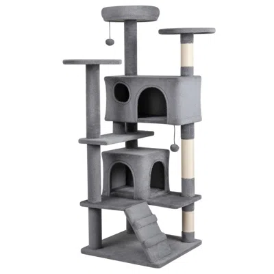 Breebe 52 Inch Tall Cat Tree Tower For Indoor Cats In Burgundy