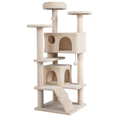 Breebe 52 Inch Tall Cat Tree Tower For Indoor Cats In Gold