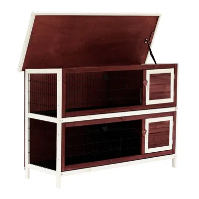 Breebe 54" 2-story Weatherproof Wooden Rabbit Hutch With Enclosed Run And Trays In Multi