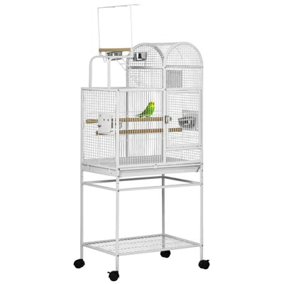 Breebe 55" Large Parrot Cage With Toy Hooks Above Top Bird Perch In White