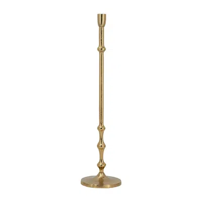 Breebe 5.5 X 23.5" Slender Aluminum Taper Candle Holder With Bead Accents, Bronze In Gold