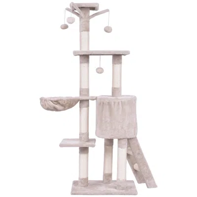 Breebe 56 Inch Condo Scratching Posts Ladder Cat Play Tree In Sand