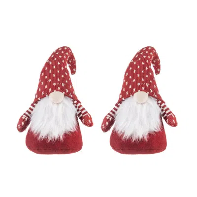 Breebe 5.7 X 3 X 13.8" H Fabric Gnome Table Sitter, 2 Pack In Red