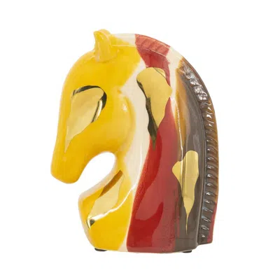 Breebe 5.7 X 3.1 X 7.1" Ceramic Horse Head Sculpture With Abstract Multicolored Finish