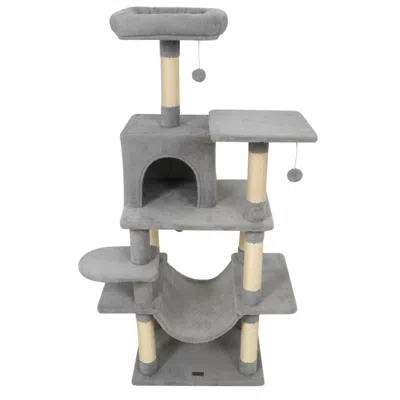 Breebe 58" Multi-level Cat Tree Soft Plush Cat Tower With Padded Top Perch In Pattern