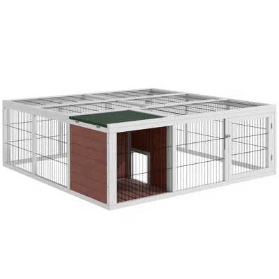 Breebe 59" Wooden Outdoor Rabbit Hutch Playpen With Run And Enclosed Cover In Multi