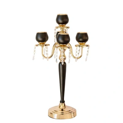 Breebe 5-arm Metal Candelabra Candle Holder Gold/black - Chic Table Centerpiece For Events 25"