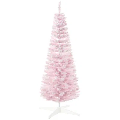 Breebe 5ft Decorated Snow Flocked Pencil Artificial Christmas Tree In Pink