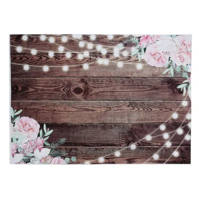 Breebe 5ftx7ft Rustic Wood And String Lights Print Vinyl Photography Backdrop