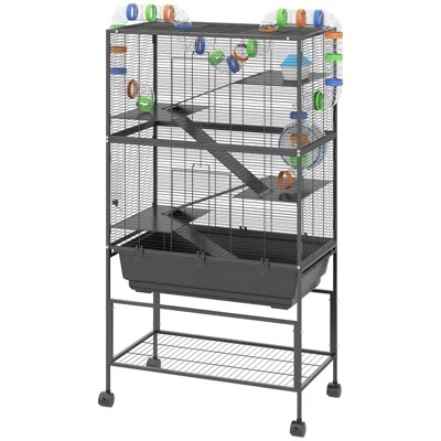 Breebe 5-tier Hamster Cage With Wheel, Tubes, Shelf & Deep Tray In Black