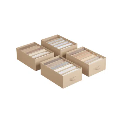 Breebe 6-compartment Clothes Drawer Organizers Set Of 4 Sand Beige