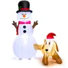 Breebe 6 Feet Tall Inflatable Snowman And Dog Set Christmas Decoration With Led Lights In Multi