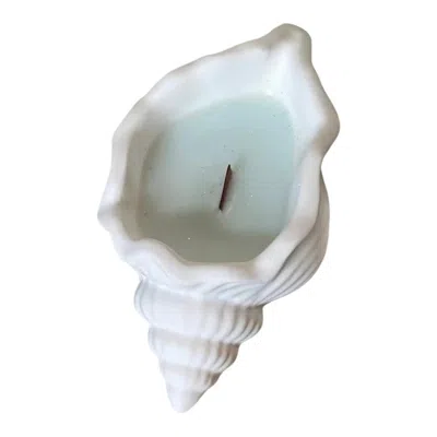 Breebe 6" Light Blue Unscented Soy Wax Candle In White Resin Novelty Holder