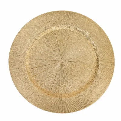 Breebe 6 Pack 13" Gold Acrylic Charger Plates, Round Sunburst Textured Table Chargers