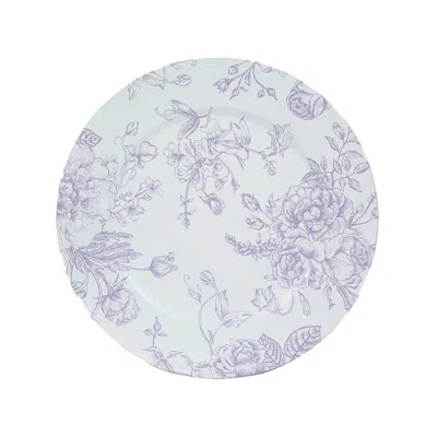 Breebe 6 Pack Round Floral Acrylic Charger Plates In French Toile Pattern, 13" Matte Lavender And White Din In Purple