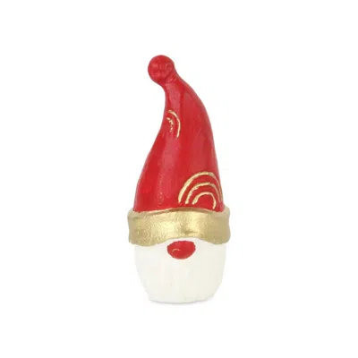 Breebe 6" Red Gold And White Cast Iron Christmas Santa Gnome Figurine