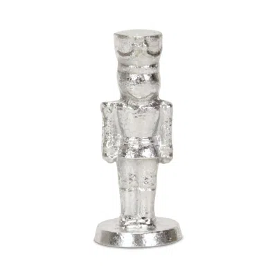 Breebe 6" Silver Cast Iron Christmas Nutcracker Hand Painted Figurine