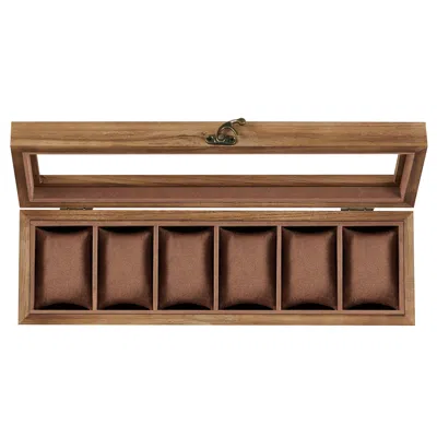 Breebe 6-slot Watch Case With Glass Lid In Brown