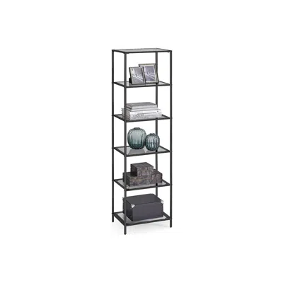 Breebe 6-tier Bookcase, Slim Shelving Unit In Black