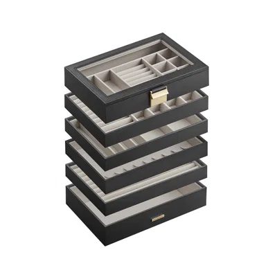 Breebe 6-tier Stackable Jewelry Trays Ink Black