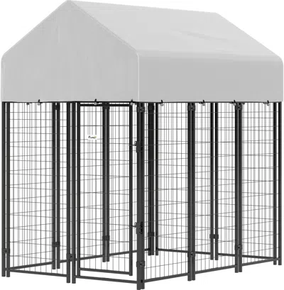 Breebe 6 X 4 Ft Heavy Duty Dog Kennel With Welded Wire Panels In Gray