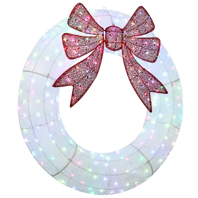 Breebe 60 Inch Lighted Christmas Wreath Dual Led With Timer And Remote In White