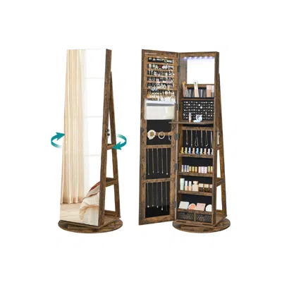 Breebe 61-inch Jewelry Cabinet With Lights - Rustic Brown