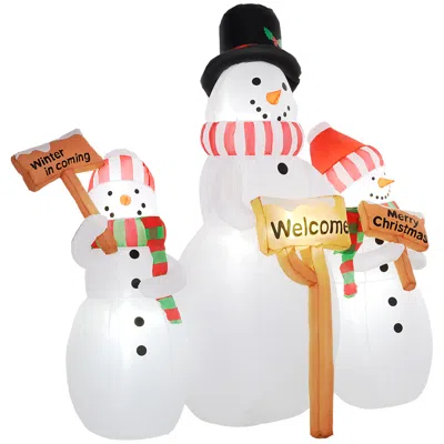Breebe 6.1ft Inflatable Three Snowmen Yard Decoration With Led Lights In Multi
