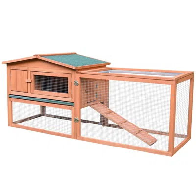 Breebe 62 Inch Wooden Outdoor Rabbit Hutch With Detachable Run And Elevated House In Multi