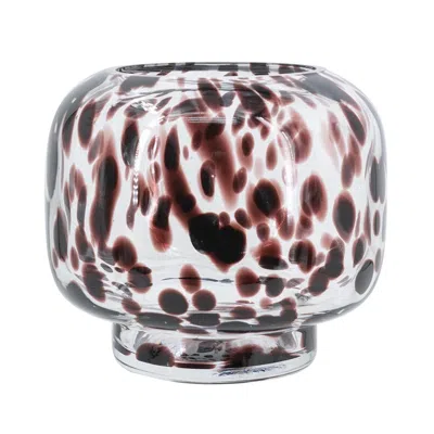 Breebe 6.3 X 5.7" Clear Glass Accent Vase With Artistic Amber Spots