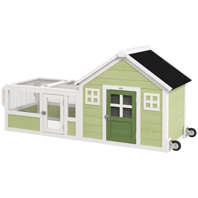 Breebe 64 Inch Rabbit Hutch With Roof, Wheels And Handle In Multi