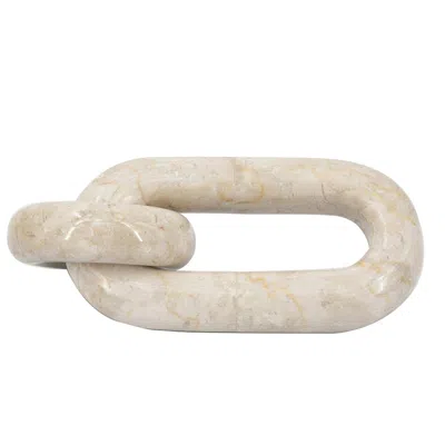 Breebe 6.5 X 3 X 1" Small Decorative Two-link Marble Chain With Elegant Cream Finish In Neutral